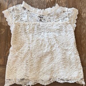 Joyfolie Ivory Lace Floral Blouse